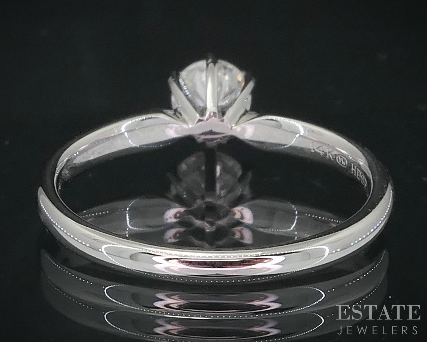 14k White Gold Round Natural .50ct Diamond Solitaire Engagement Ring 2.3g i18856