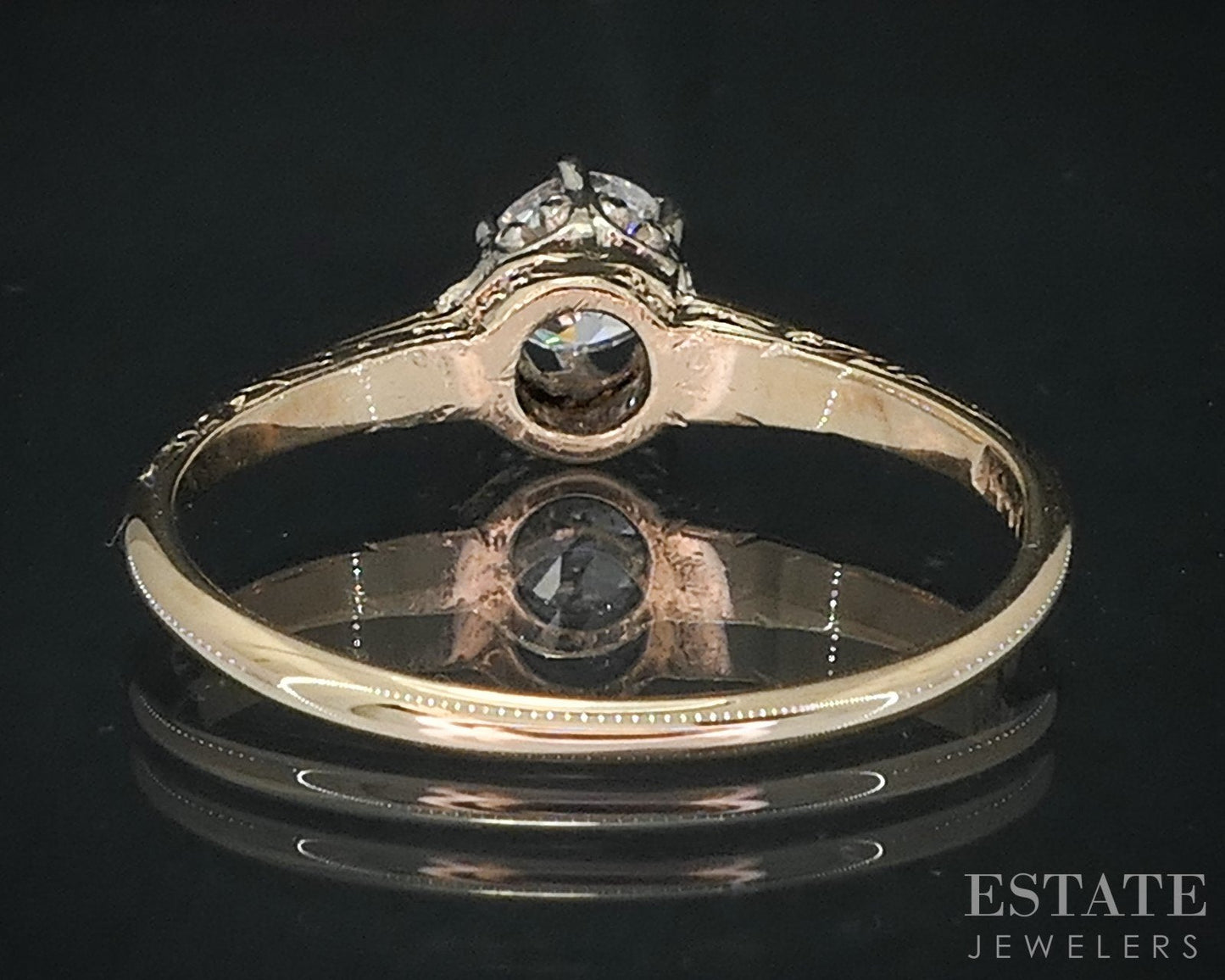 Antique 14k Yellow Gold European Natural .31ct Diamond Solitaire Ring i18857