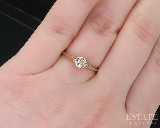 Antique 14k Yellow Gold European Natural .31ct Diamond Solitaire Ring i18857