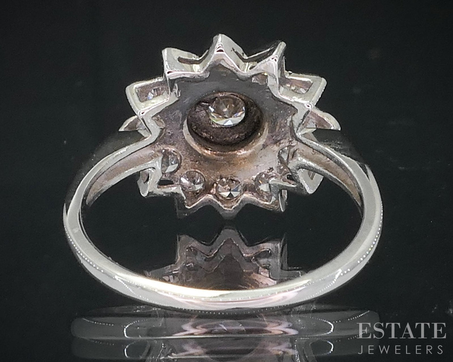 Vintage 14k White Gold Natural .57ctw Diamond Flower Cocktail Ring 3g i18862
