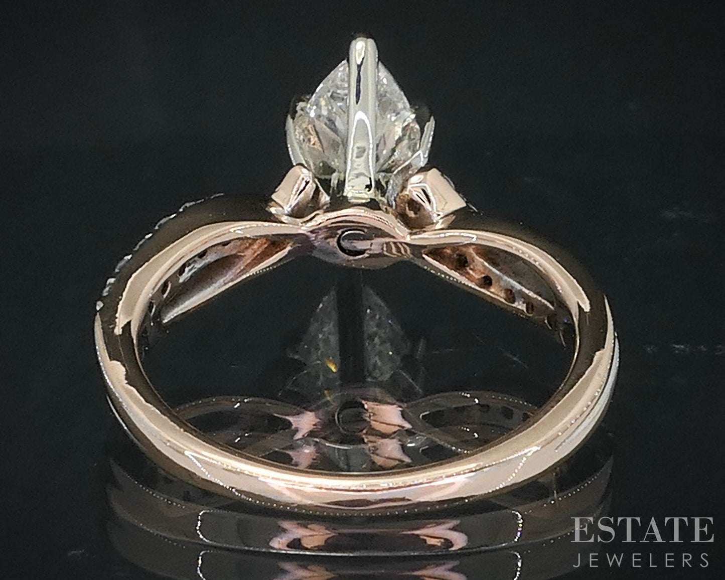 14k Rose Gold Marquise Natural 1.01ct Diamond Engagement Ring 3.5g i18861