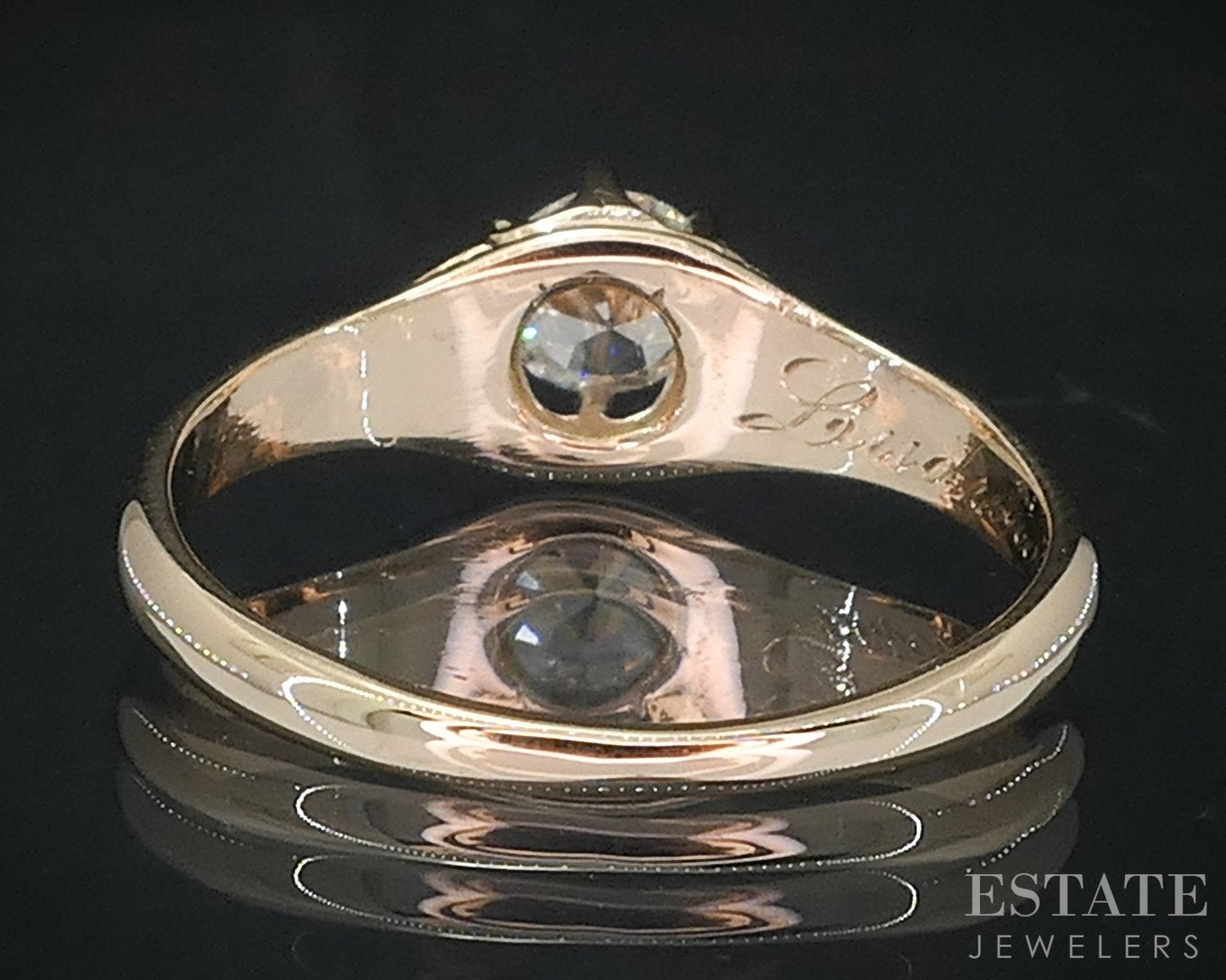 Antique 14k Yellow Gold European Natural .37ct Diamond Solitaire Ring i18859