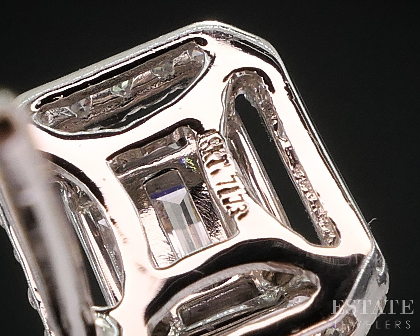 18k White Gold Multi Cut Natural 2ctw Diamond Sideways Loop Earrings 10g i18870