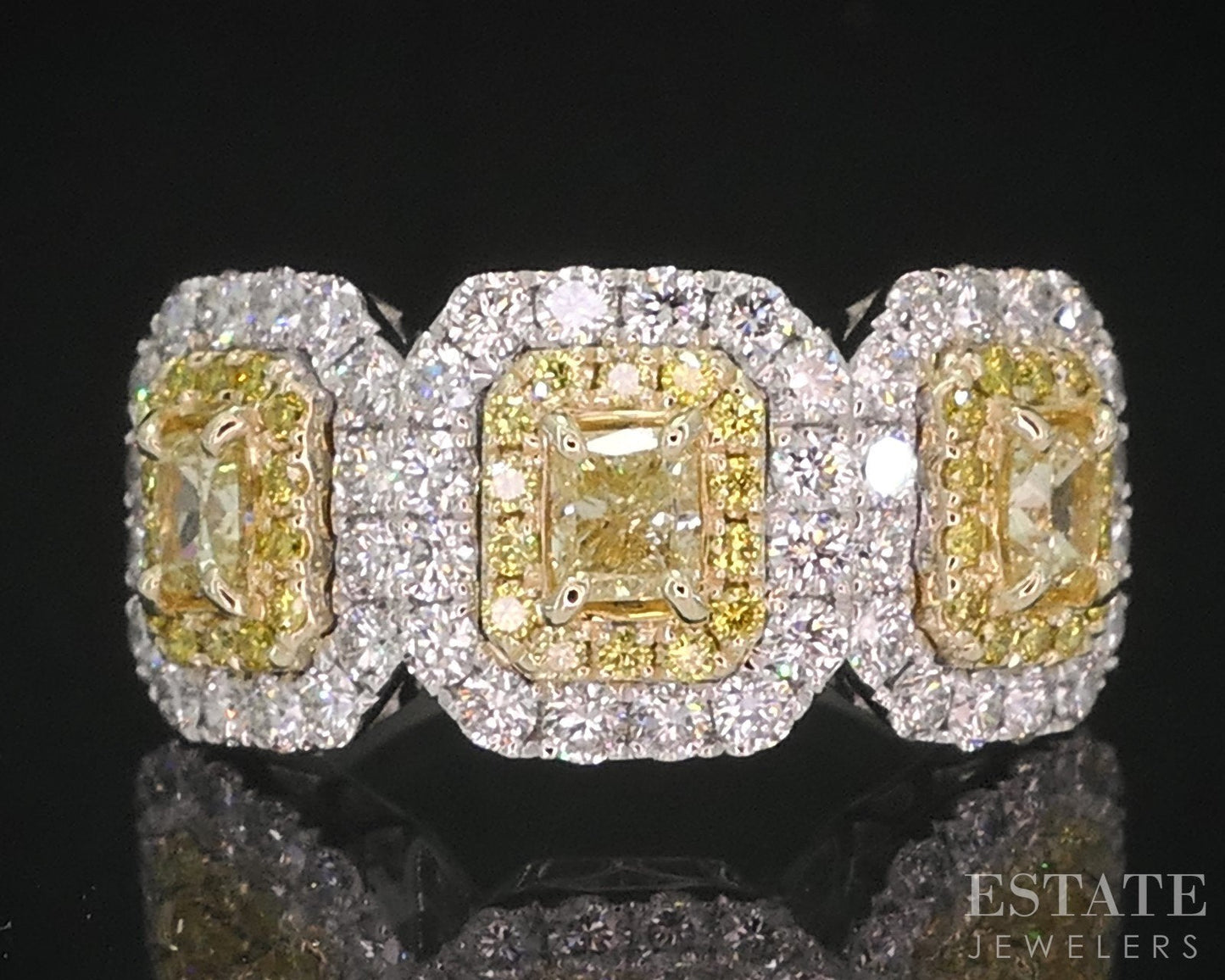 14k White Gold Natural 1.28ctw Fancy Yellow Diamond Engagement Ring 4.3g i18881