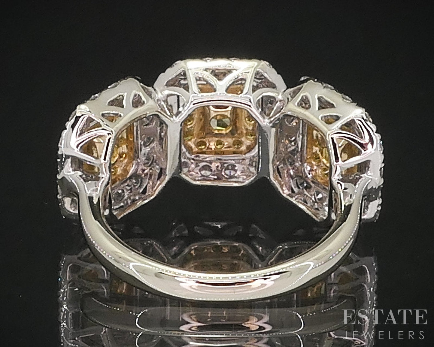 14k White Gold Natural 1.28ctw Fancy Yellow Diamond Engagement Ring 4.3g i18881