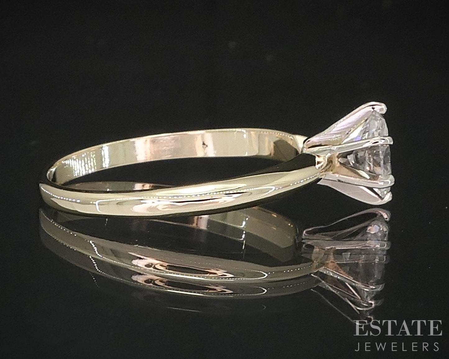 14k Yellow Gold Oval Natural .32ct Diamond Solitaire Engagement Ring 1.9g i18872