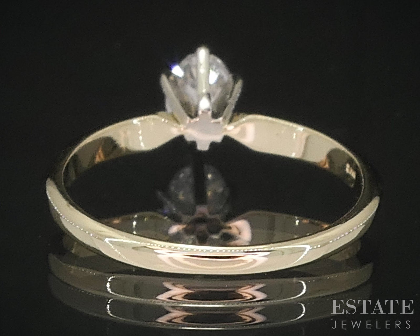 14k Yellow Gold Oval Natural .32ct Diamond Solitaire Engagement Ring 1.9g i18872