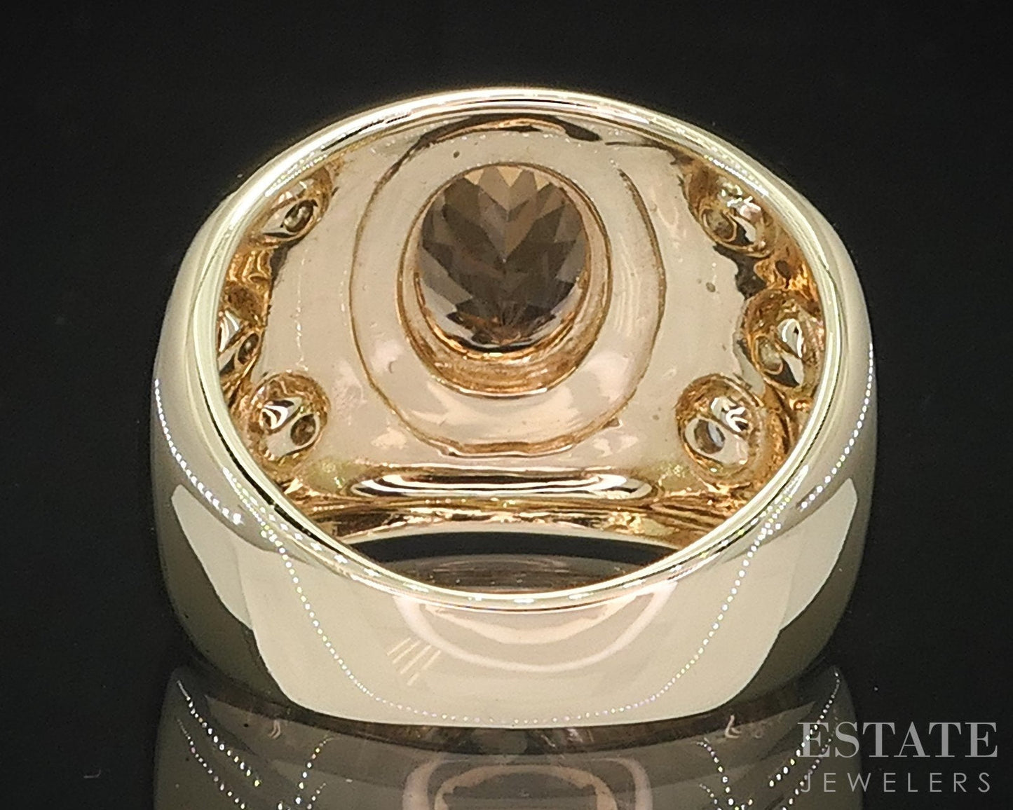 14k Yellow Gold Natural Imperial Topaz & Diamond Ladies Band Ring 8g i18884