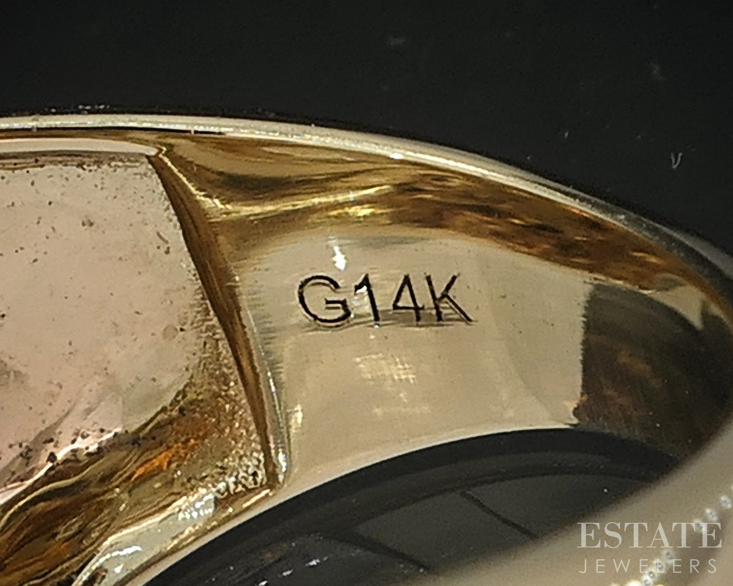 14k Yellow Gold Natural Imperial Topaz & Diamond Ladies Band Ring 8g i18884