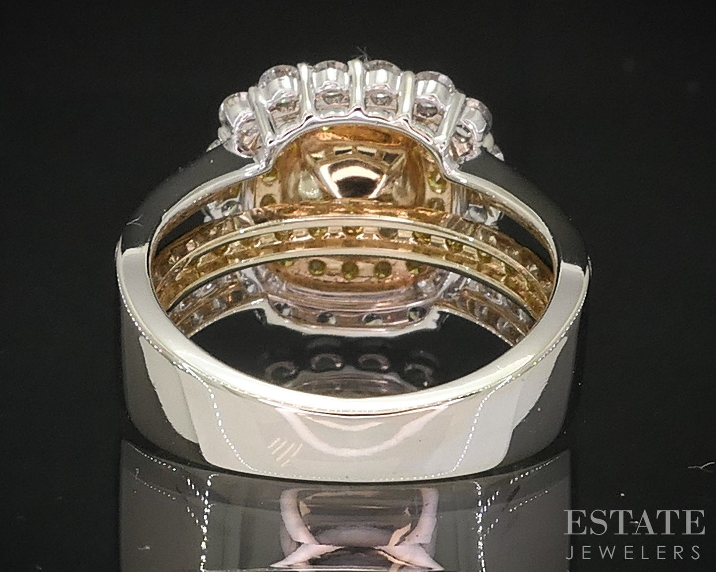 14k White Gold Natural 2.65ctw Fancy Yellow Diamond Engagement Ring 5.3g i18877