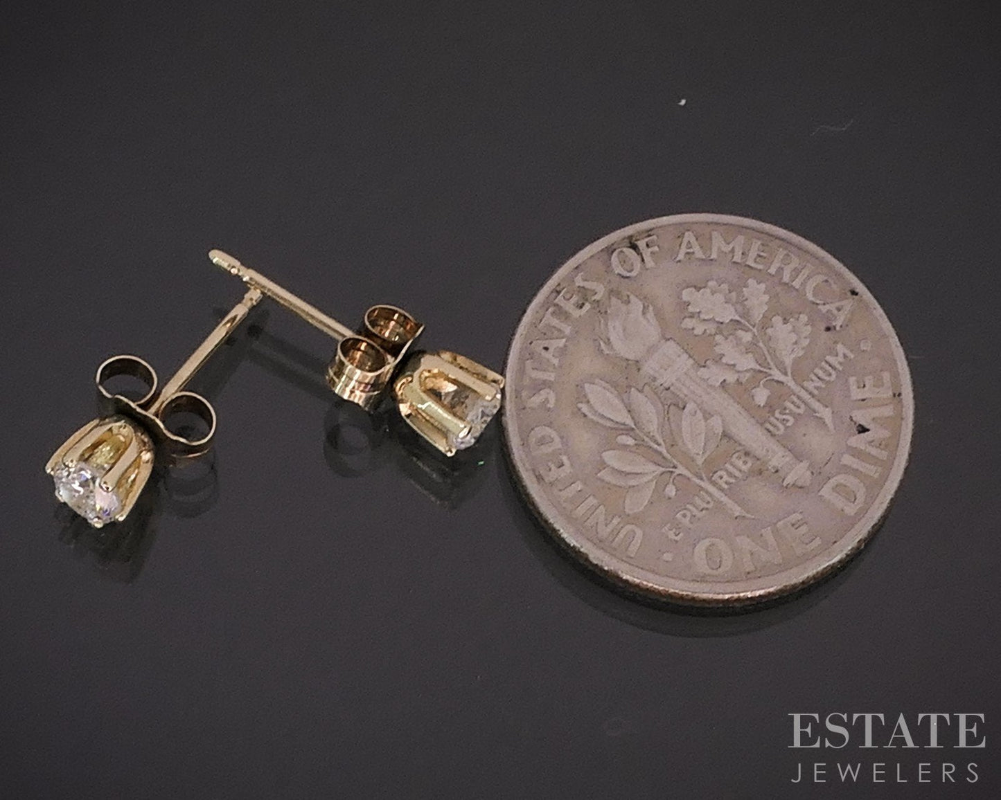 14k Yellow Gold Round Natural .24ctw Diamond Stud Earrings i18876