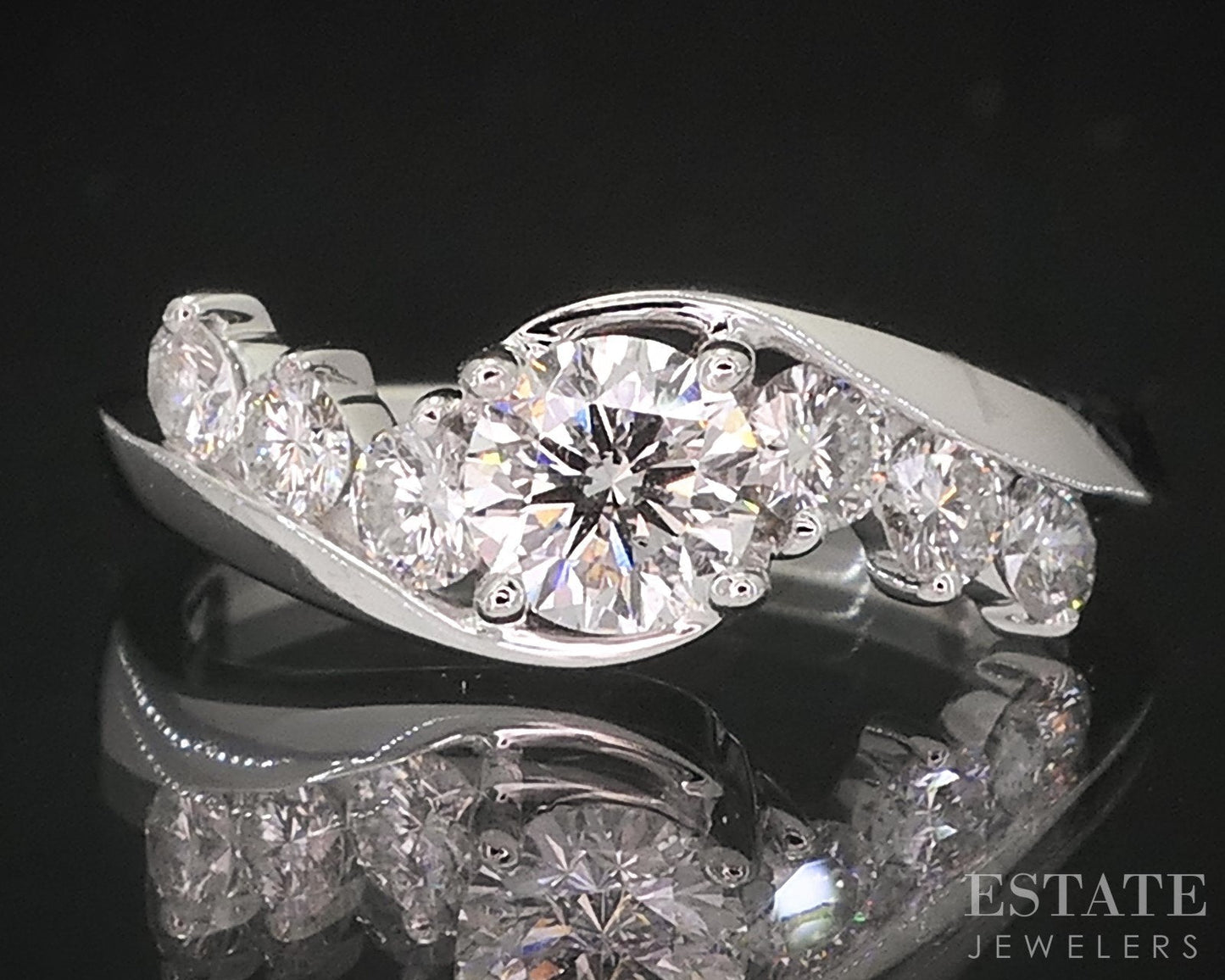 14k White Gold Round LEO Natural .80ctw Diamond Engagement Ring 2.8g i18886