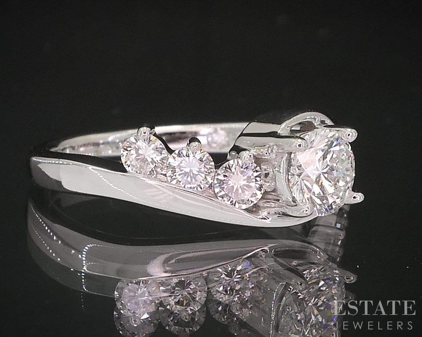 14k White Gold Round LEO Natural .80ctw Diamond Engagement Ring 2.8g i18886