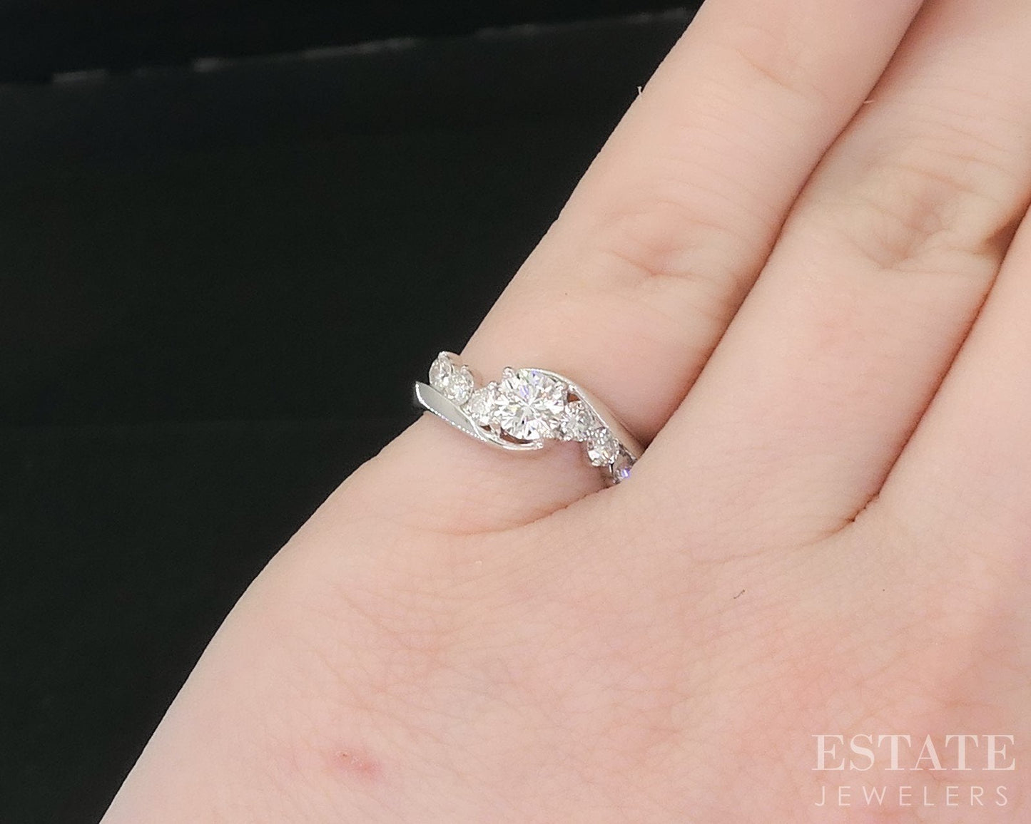 14k White Gold Round LEO Natural .80ctw Diamond Engagement Ring 2.8g i18886