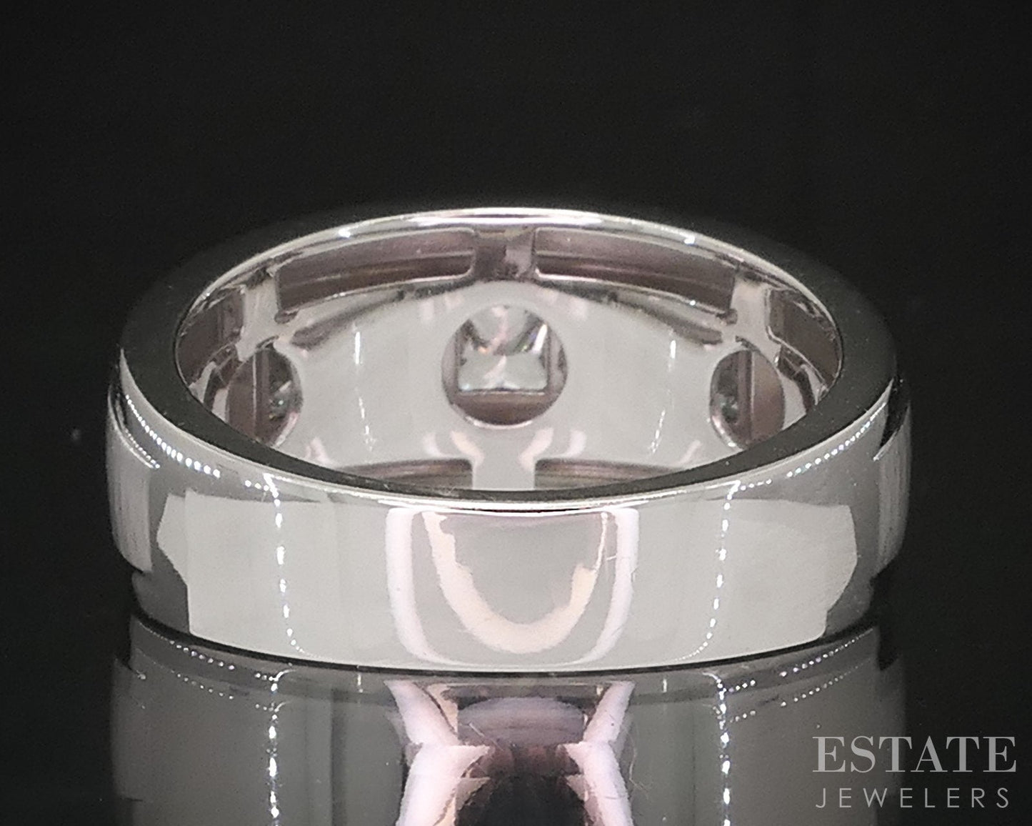 14k White Gold Princess Lab 1.50ctw Diamond Mens Wedding Band 7.7g i18930