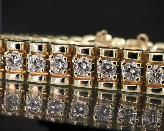 14k Yellow Gold Natural 3.00ctw Diamond Heavy Tennis Bracelet 22.7g 7"L i18940