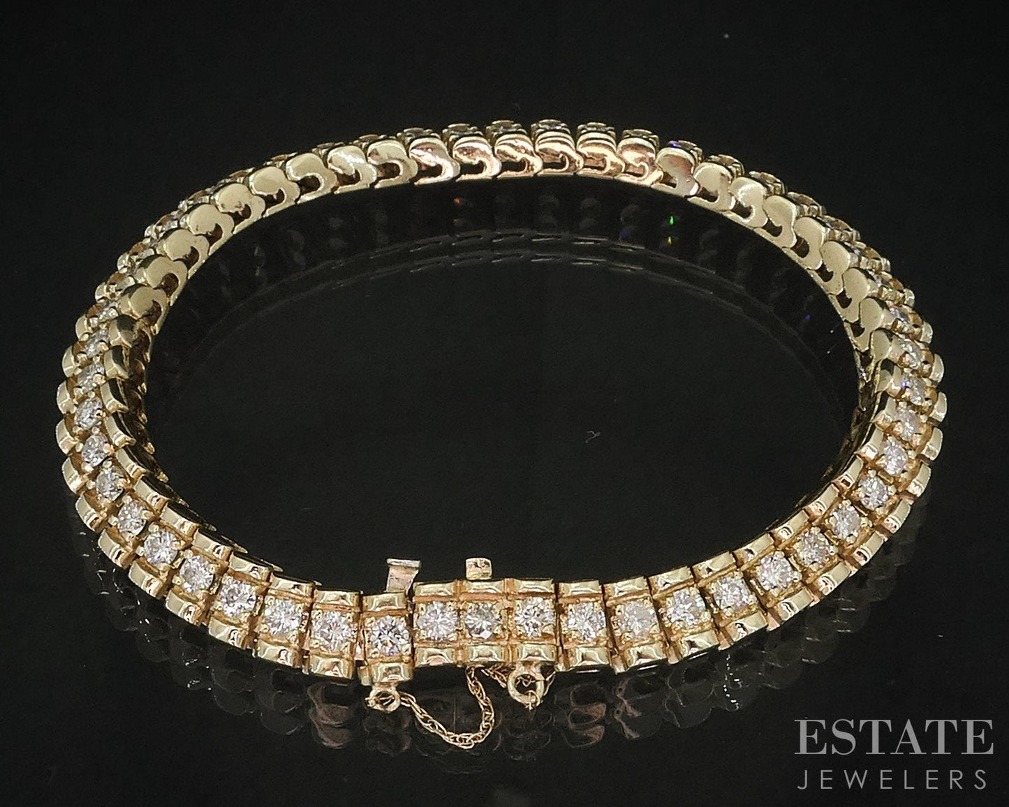 14k Yellow Gold Natural 3.00ctw Diamond Heavy Tennis Bracelet 22.7g 7"L i18940