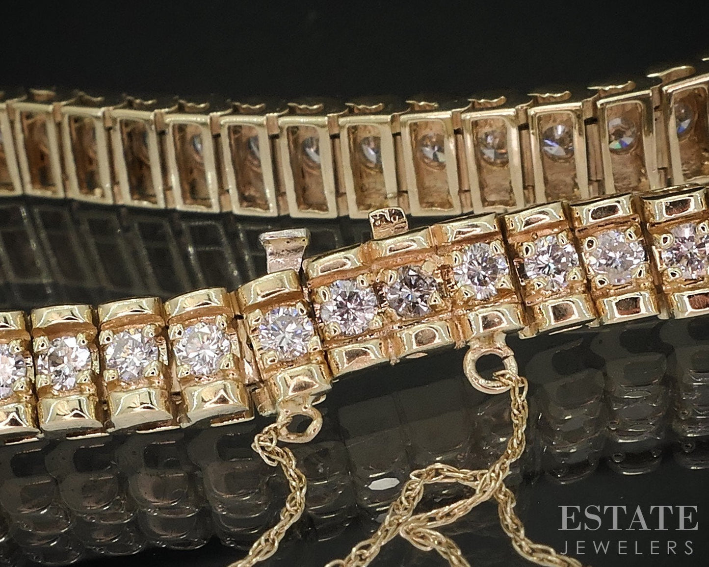 14k Yellow Gold Natural 3.00ctw Diamond Heavy Tennis Bracelet 22.7g 7"L i18940