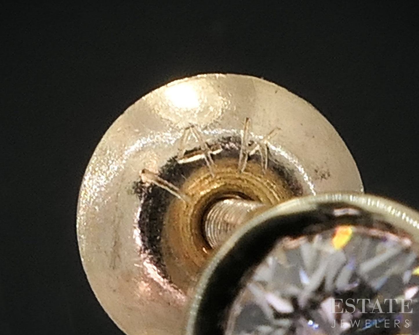 14k Yellow Gold Round Natural .36ctw Diamond Bezel Screw Back Earrings i18941
