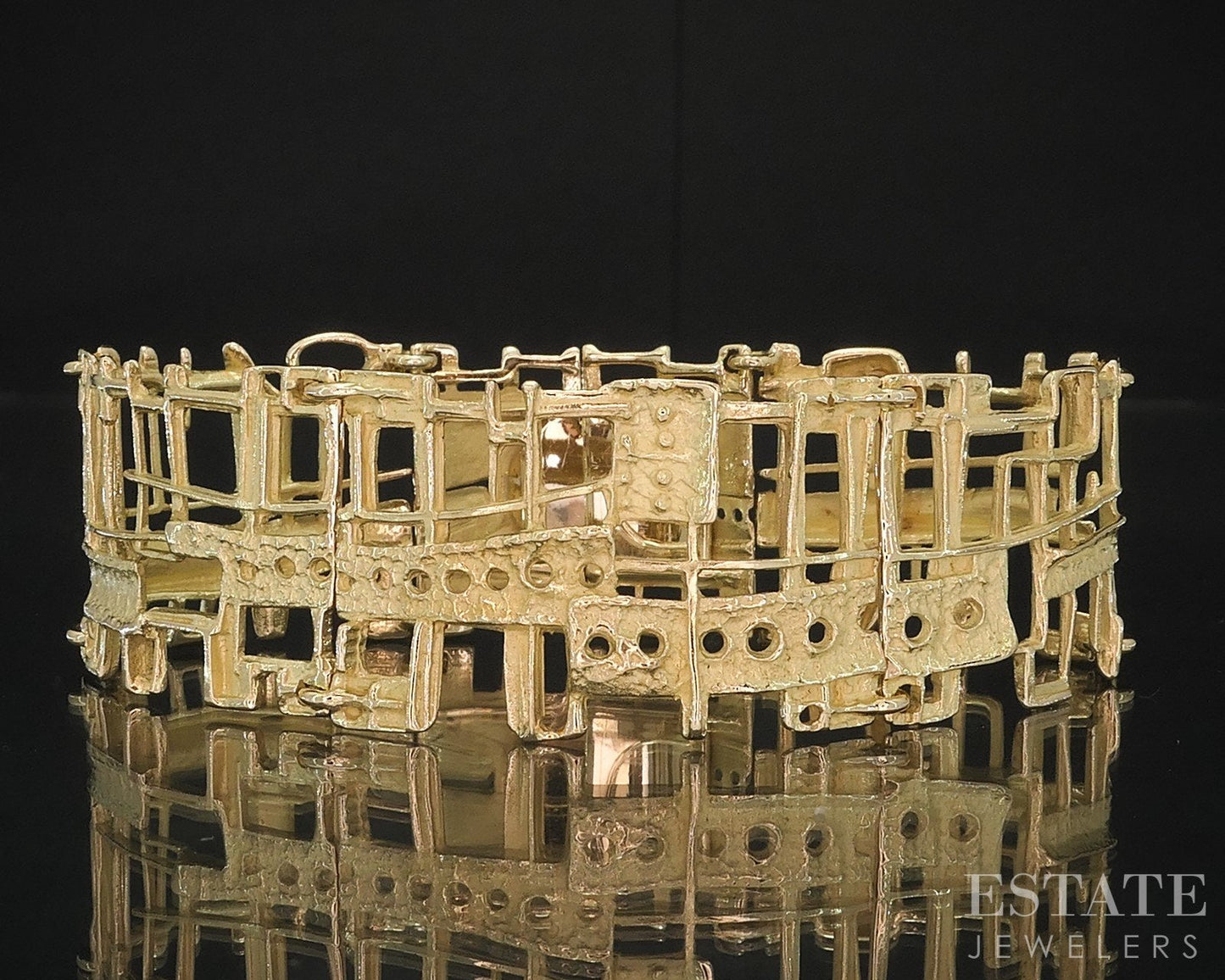 18k Yellow Gold Custom Sergio Mazzola Modernist Panel Link Bracelet 38.8g 7"L i18926