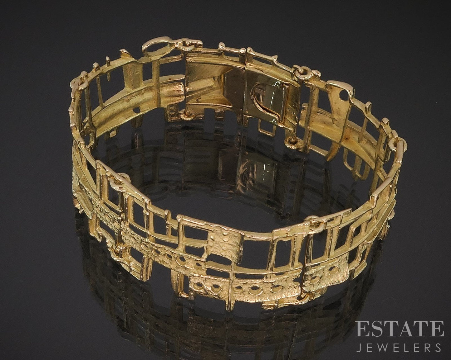 18k Yellow Gold Custom Sergio Mazzola Modernist Panel Link Bracelet 38.8g 7"L i18926