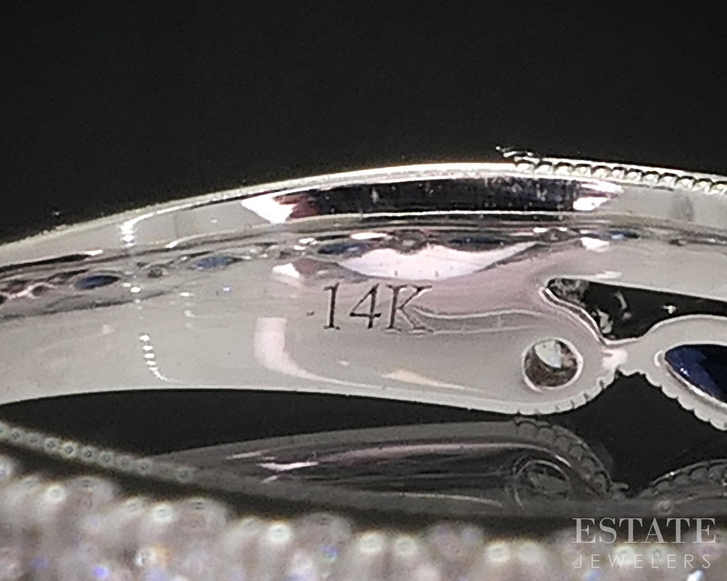 14k White Gold Neil Lane Natural Blue Sapphire & Diamond Wedding Band 3g i18924