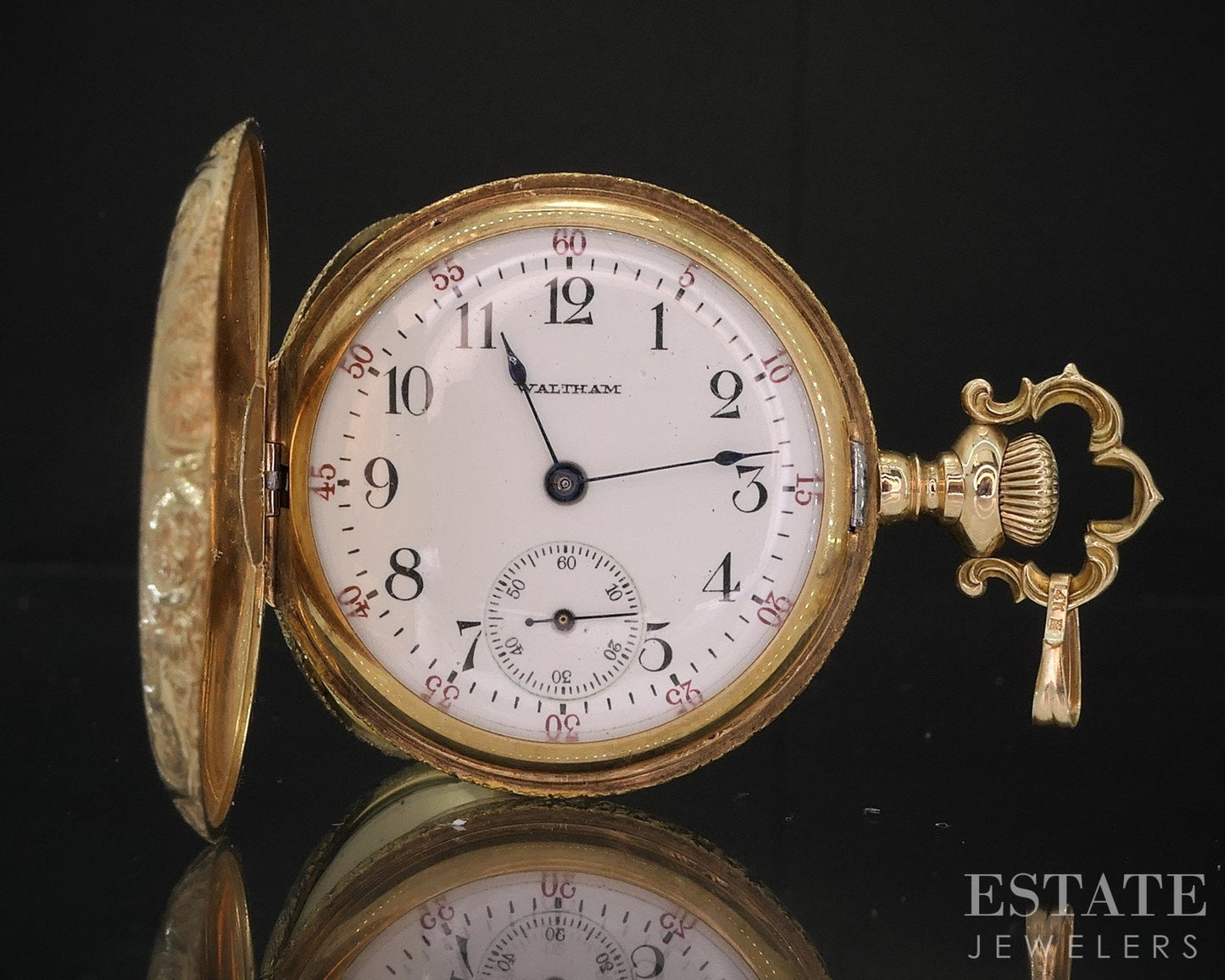 Antique Solid 14k Yellow Gold Waltham 0s 15j Hunters Pocket Watch i18931
