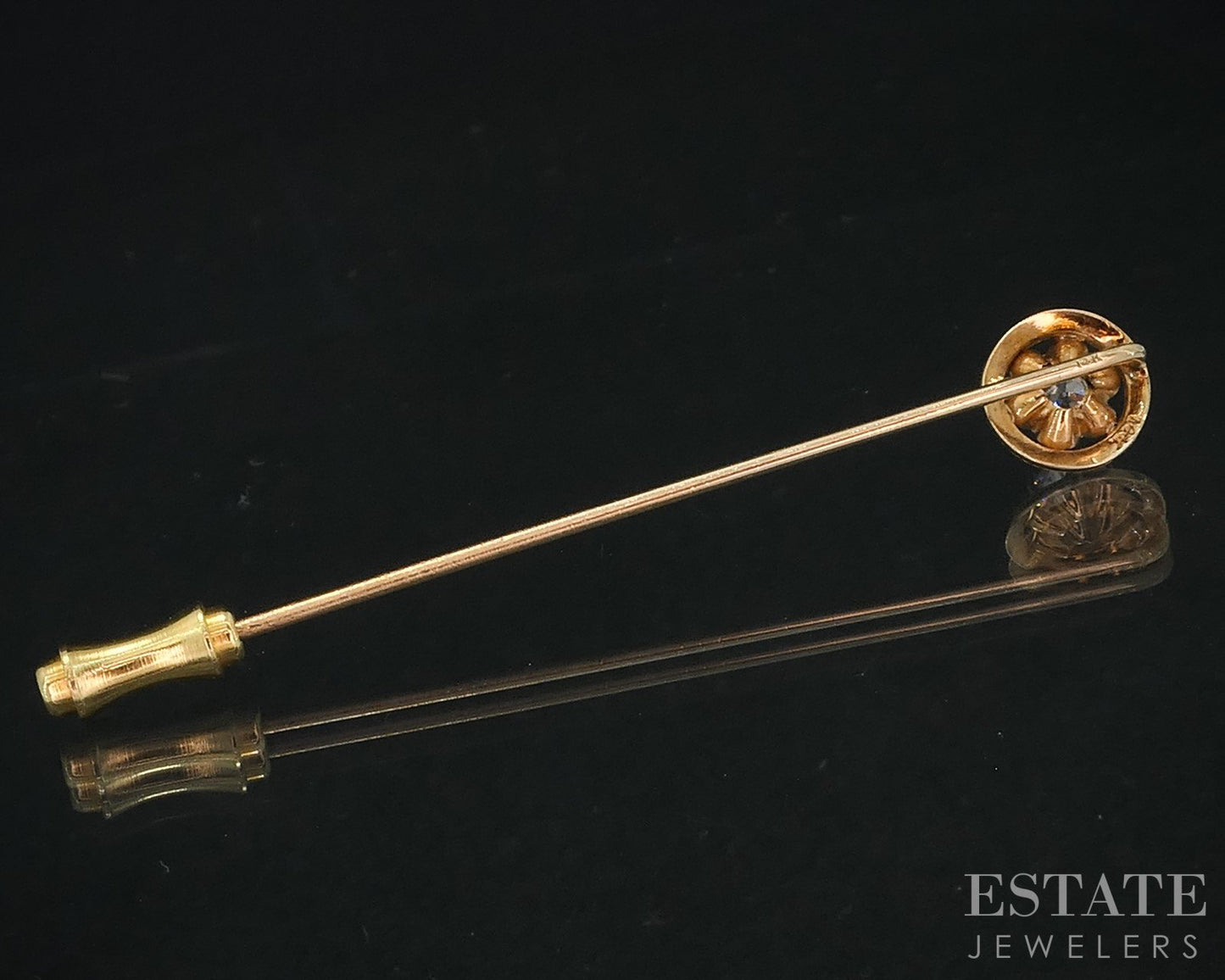 Antique 14k Yellow Gold European Cut Natural .25ct Diamond Stick Pin 1.5g i18961