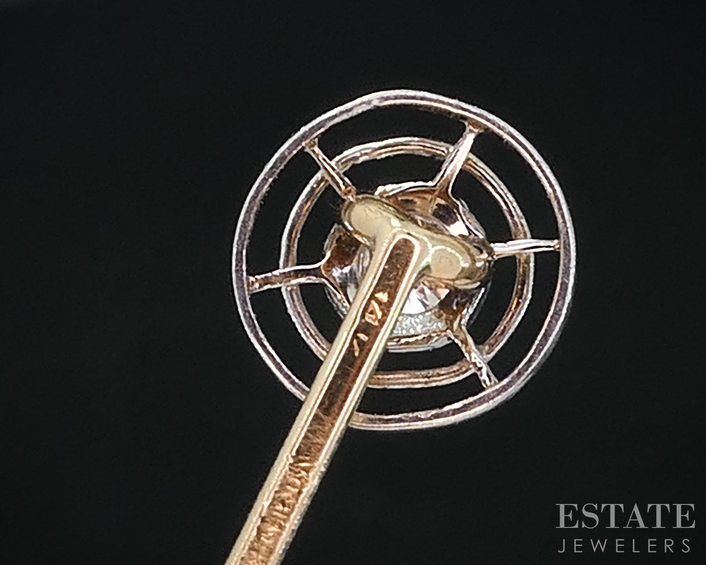 Antique Edwardian Platinum & 14k Natural .10ct Diamond Stick Pin 1.2g i18957