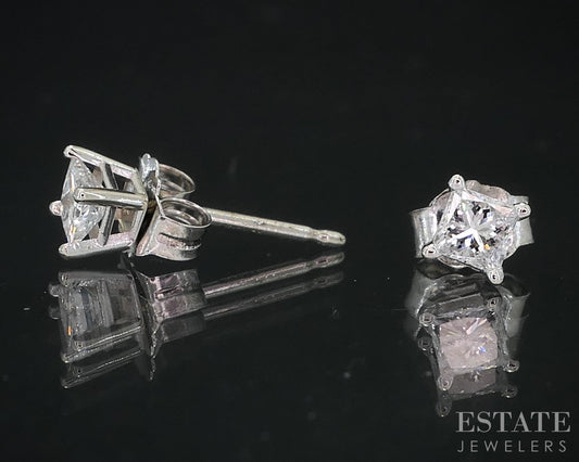14k White Gold Princess Natural .22ctw Diamond Stud Earrings i18954