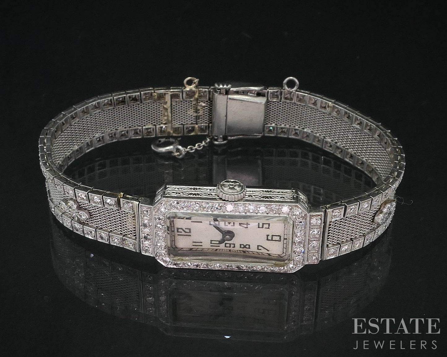 Antique Art Deco Platinum Natural 2.00ctw Diamond Ladies Watch 32g i18964