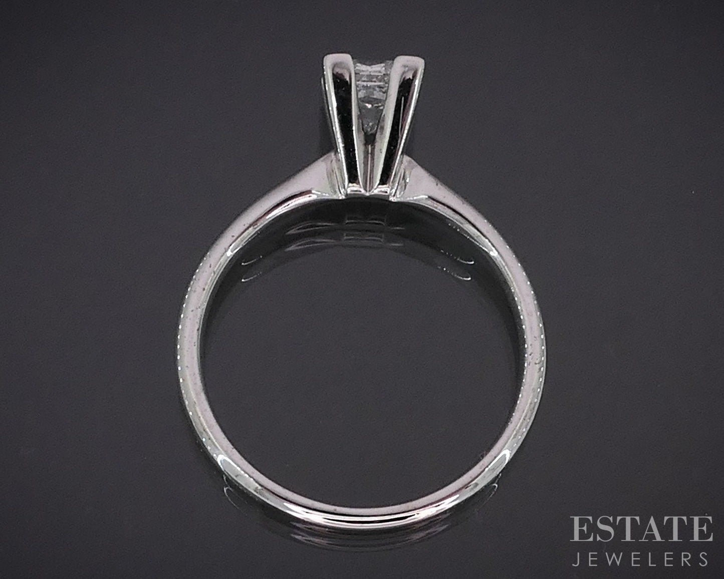 14k White Gold Princess Natural .97ct Diamond Solitaire Ring 3.1g i18952