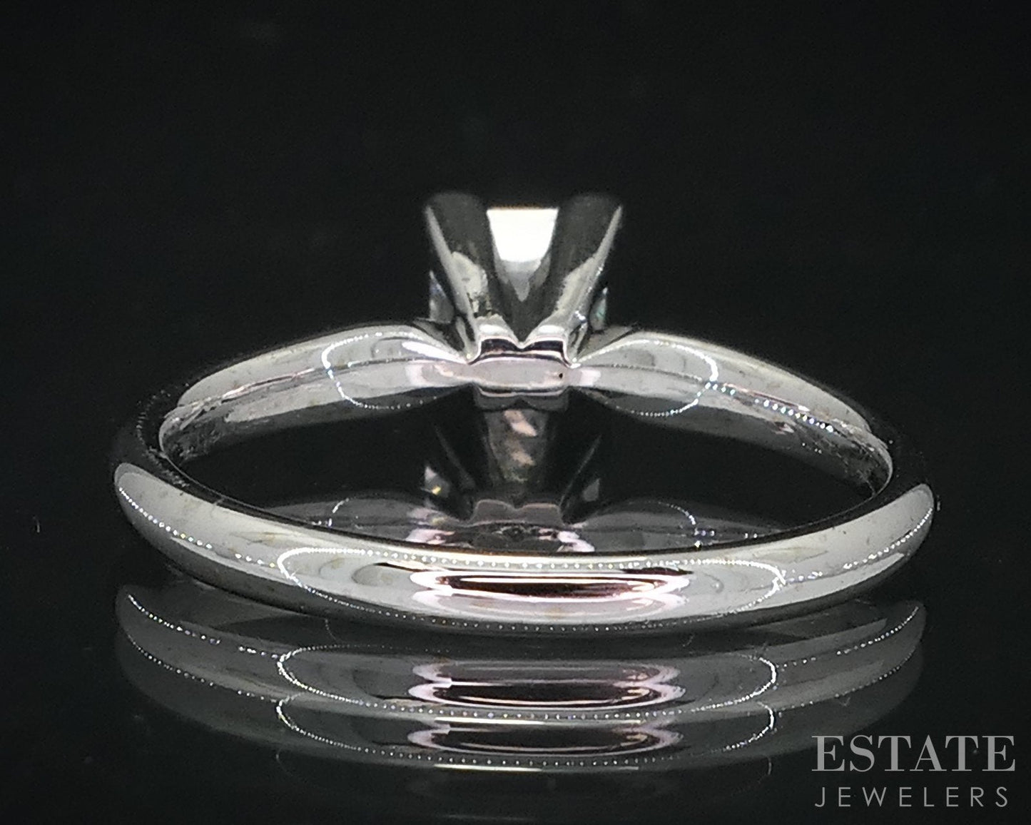 14k White Gold Princess Natural .97ct Diamond Solitaire Ring 3.1g i18952