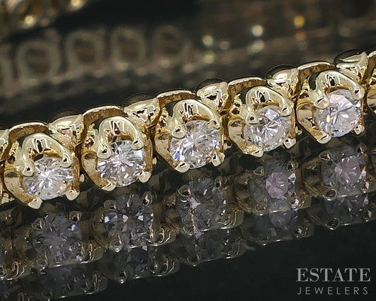14k Yellow Gold Round Natural 1.50ctw Diamond Tennis Bracelet 10.6g 7"L i18950