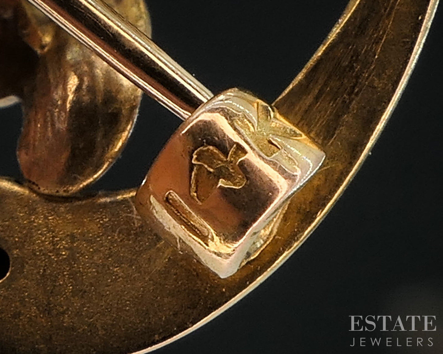 Antique Art Nouveau 14k Yellow Gold Enameled Flower Pearl Pin Brooch 2.7g i18949