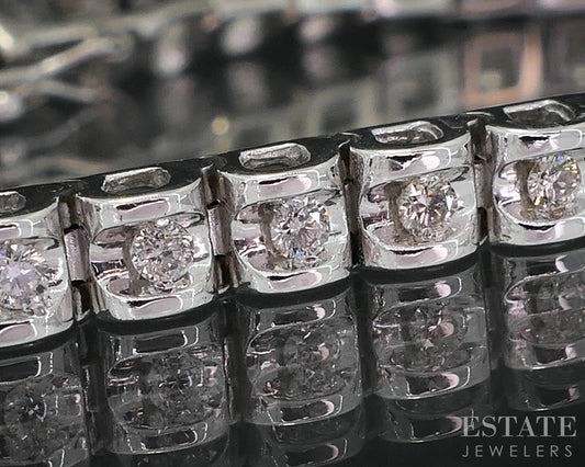 14k White Gold Round Natural .75ctw Diamond Tennis Bracelet 11.3g 7"L p79672