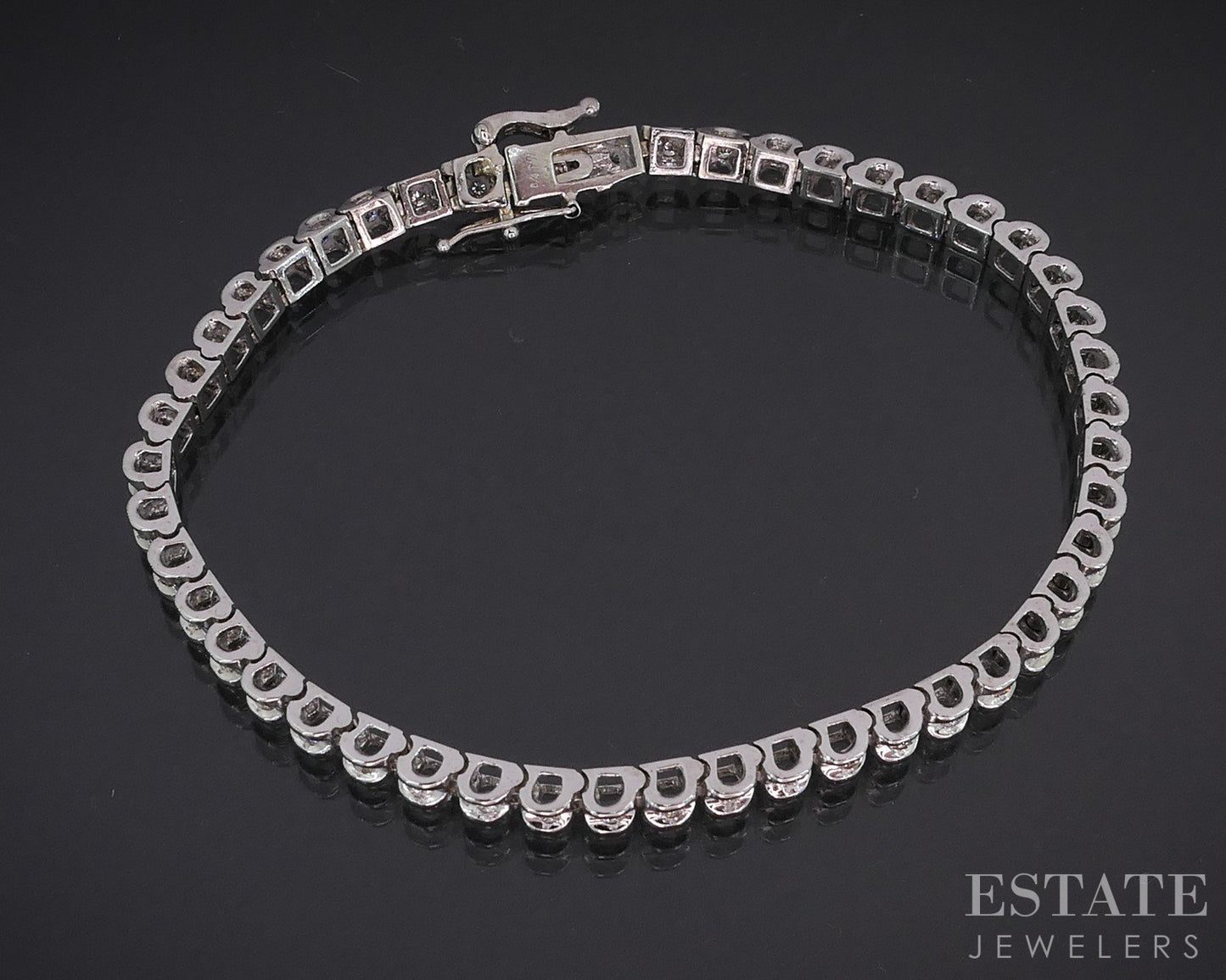 14k White Gold Round Natural .75ctw Diamond Tennis Bracelet 11.3g 7"L i18968