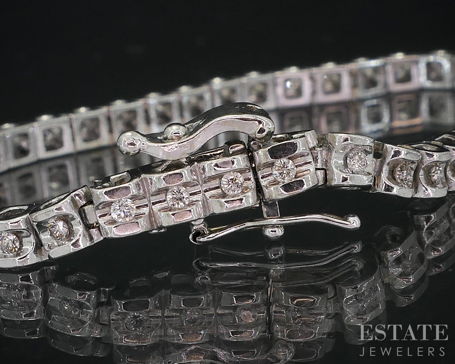 14k White Gold Round Natural .75ctw Diamond Tennis Bracelet 11.3g 7"L i18968