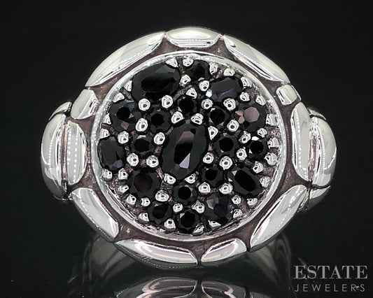 Sterling John Hardy Lavafire Black Sapphire Kali Pebble Ladies Ring 11.1g i18971