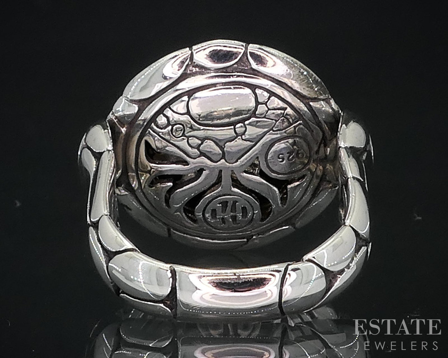 Sterling John Hardy Lavafire Black Sapphire Kali Pebble Ladies Ring 11.1g i18971