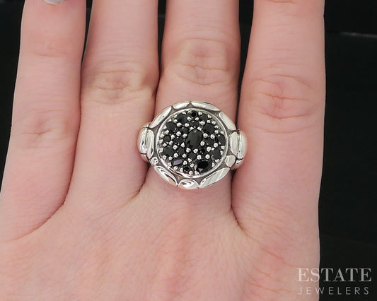 Sterling John Hardy Lavafire Black Sapphire Kali Pebble Ladies Ring 11.1g i18971