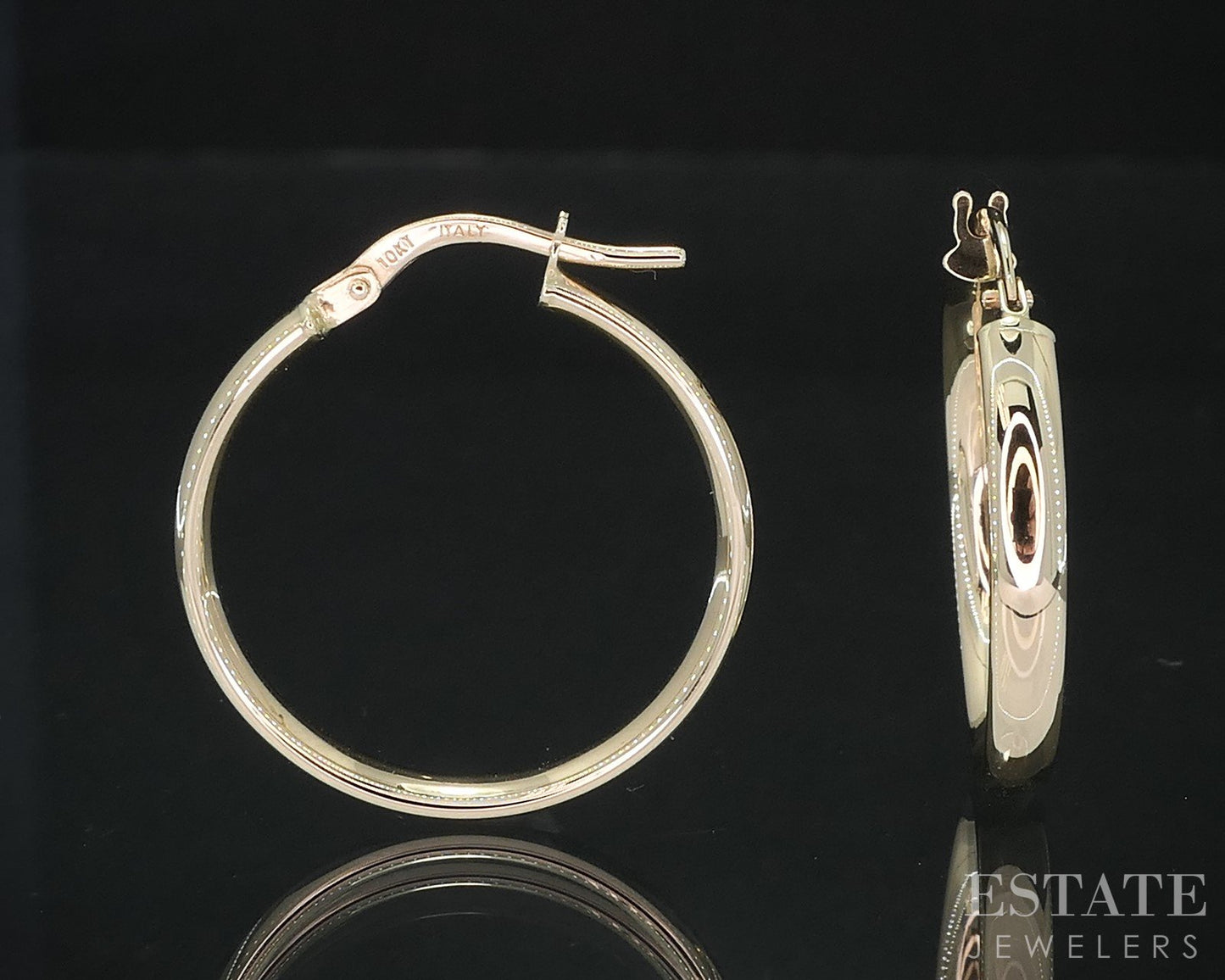 10k Yellow Gold Smooth Hoop Ladies Earrings 1.3g i18761