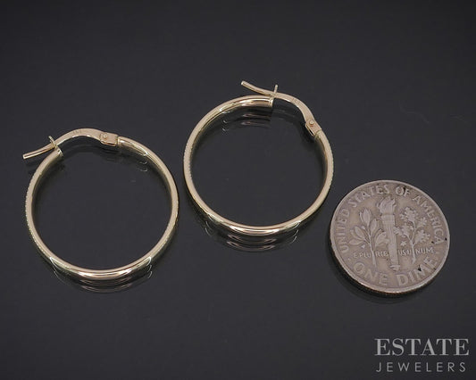 10k Yellow Gold Smooth Hoop Ladies Earrings 1.3g i18761