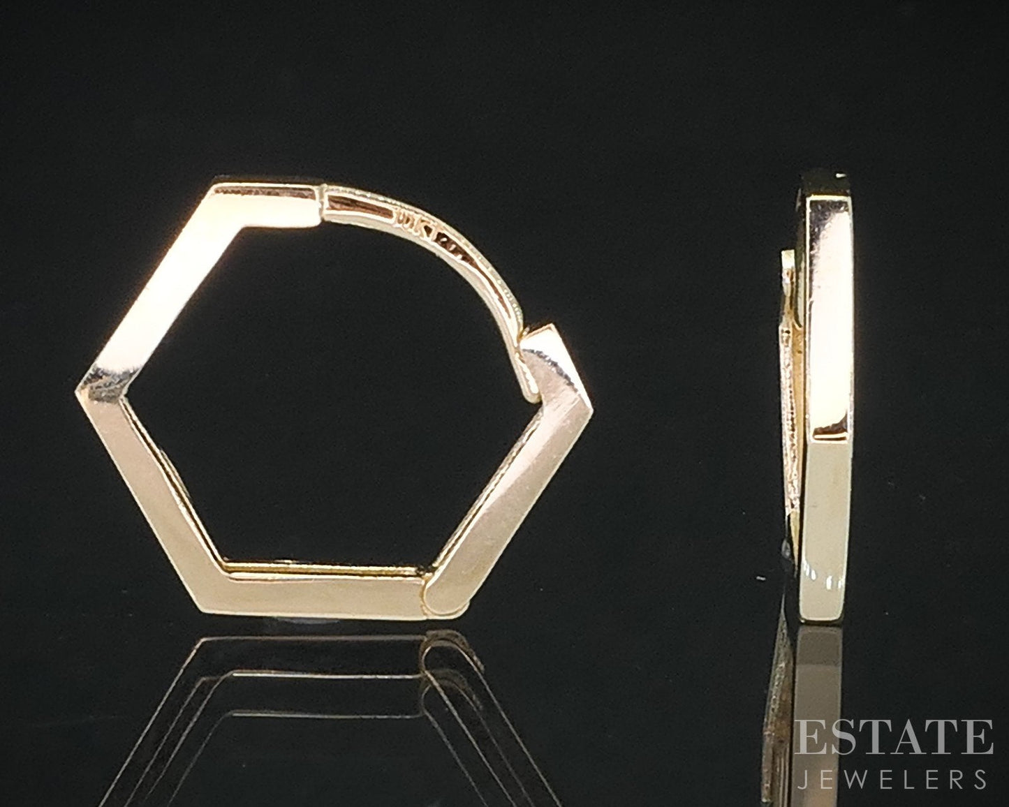 10k Yellow Gold Geometric Hinged Huggie Hoop Ladies Earrings 0.9g i18762