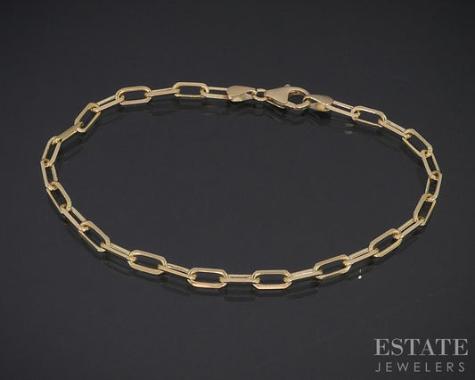14k Yellow Gold 3.5mm Paperclip Chain Link Ladies Bracelet 4.9g 8"L i18778