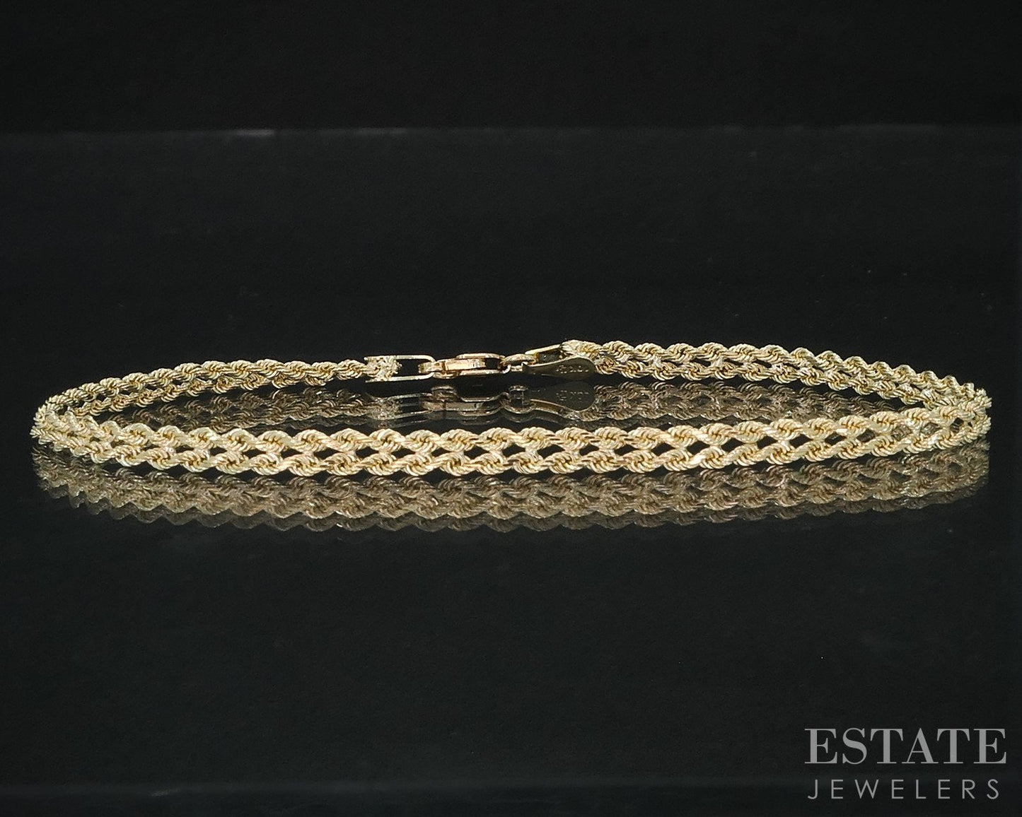 10k Yellow Gold Double Rope Chain Link Ladies Bracelet 2.9g 7"L i18773