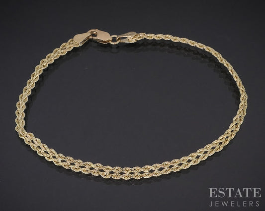 10k Yellow Gold Double Rope Chain Link Ladies Bracelet 2.9g 7"L i18773
