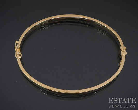 10k Yellow Gold Smooth Hinged Ladies Bangle Bracelet 4.8g i18793