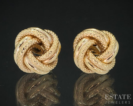 10k Yellow Gold 8.6mm Love Knot Stud Ladies Earrings 0.7g i18784