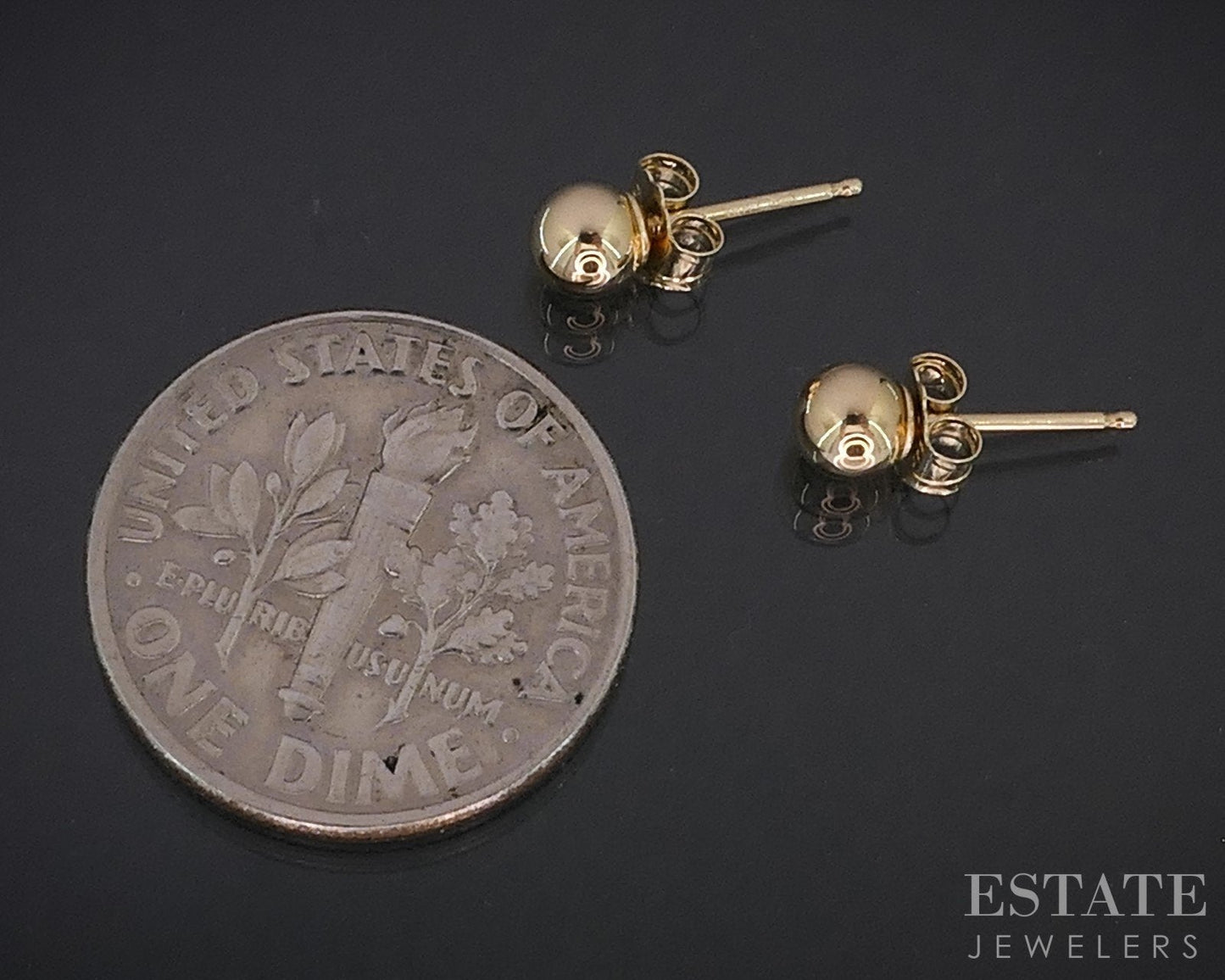 14k Yellow Gold 4mm Smooth Ball Stud Ladies Earrings 0.2g i18764
